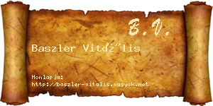 Baszler Vitális névjegykártya